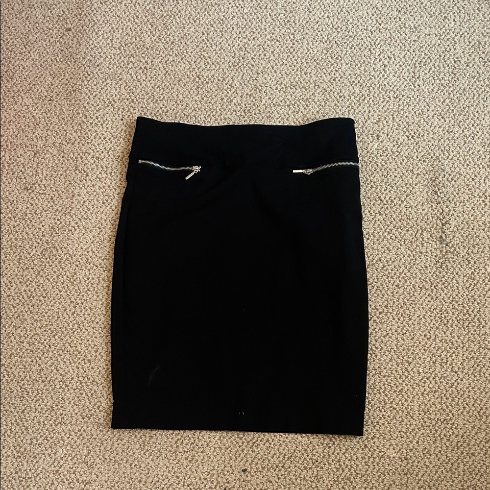 Classic Black Pencil Skirt with Zip Detail